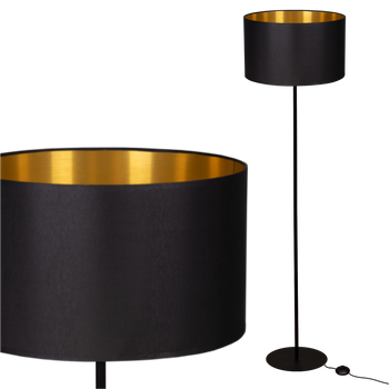 Lampa stojąca Magni Czarna z Czarno złotym abażurem