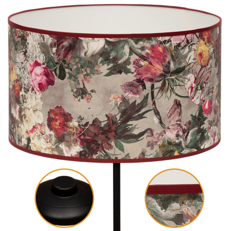 Lampa stojąca Magni Czarna z Peony abażurem