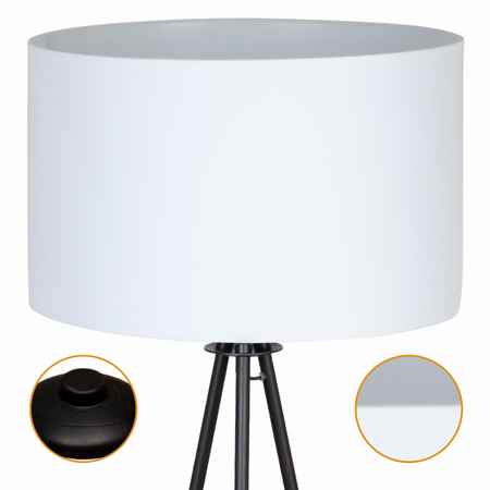 Lampa podłogowa Trigni czarna z białym abażurem