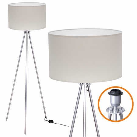 Lampa podłogowa Trigni srebrna z jasnoszarym abażurem