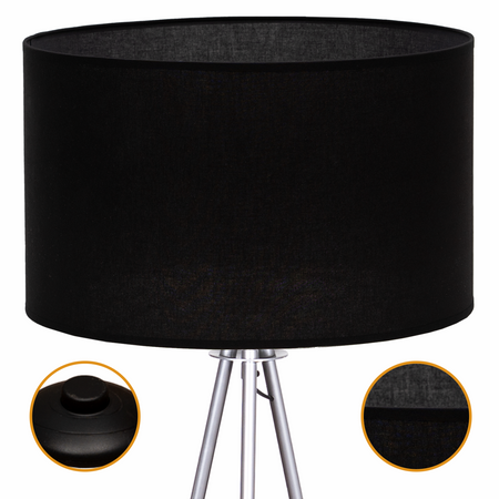 Lampa podłogowa Trigni srebrna z czarnym abażurem