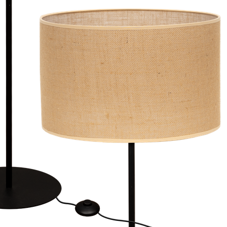 Lampa stojąca Magni Czarna z Jutowym naturalnym abażurem