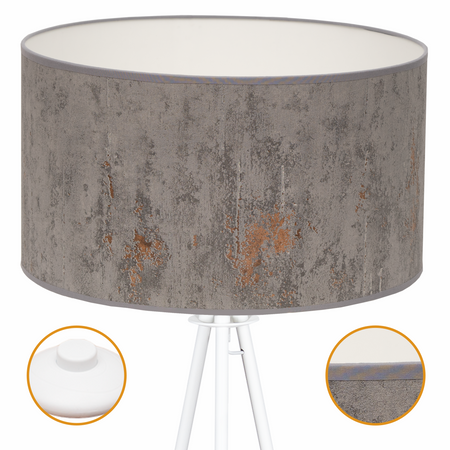 Lampa podłogowa Trigni biała z szarym CONCRET abażurem