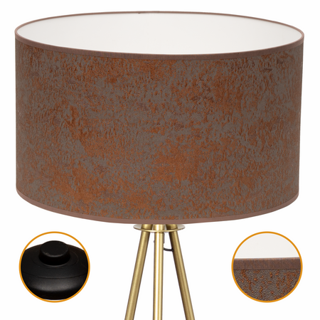 Lampa podłogowa Trigni złota mat z brązowym CONCRET abażurem