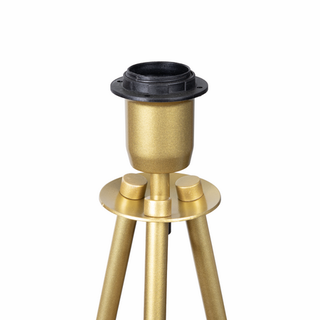 Lampa podłogowa Trigni złota mat z jasnoszarym abażurem