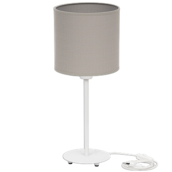 Lampka stołowa Magni biała z szarym Vlora abażurem