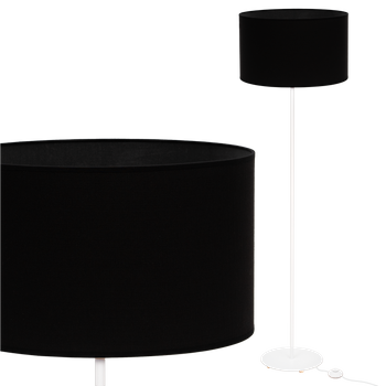 Lampa stojąca Magni Biała z Czarnym Vlora abażurem