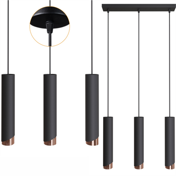 Lampy wiszące Bragi czarno - miedziane