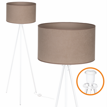 Lampa podłogowa Trigni biała z beżowym SOFT abażurem