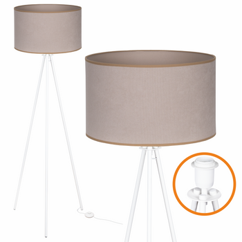 Lampa podłogowa Trigni biała z jasno beżowym SOFT abażurem
