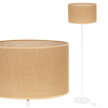Lampa stojąca Magni Biała z Jutowym naturalnym abażurem