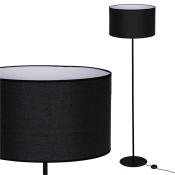 Lampa stojąca Magni Czarna z Czarnym Lnianym abażurem