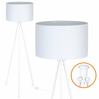 Lampa podłogowa Trigni biała z białym abażurem
