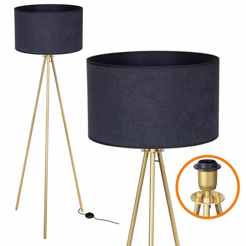 Lampa podłogowa Trigni złota mat z antracytowym SOFT abażurem
