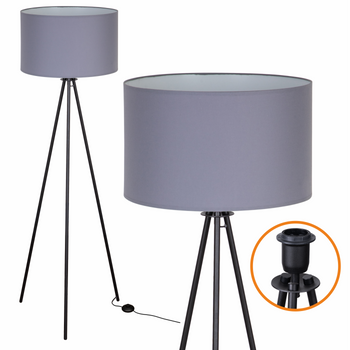 Lampa podłogowa Trigni czarna z ciemnoszarym abażurem