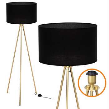 Lampa podłogowa Trigni złota mat z czarnym abażurem
