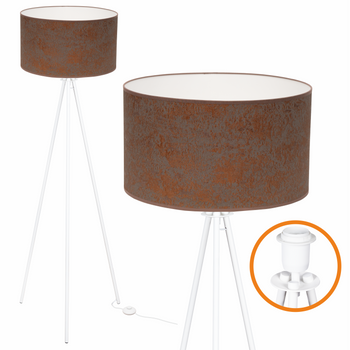 Lampa podłogowa Trigni biała z brązowym CONCRET abażurem