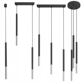 Lampy wiszące Frey czarno - srebrne