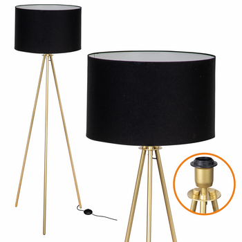 Lampa podłogowa Trigni złota mat z czarnym abażurem