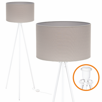 Lampa podłogowa Trigni biała z szarym VLORA abażurem