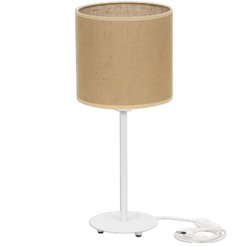 Lampka biurkowa Magni białą z jutowym naturalnym abażurem