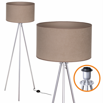 Lampa podłogowa Trigni srebrna z beżowym SOFT abażurem