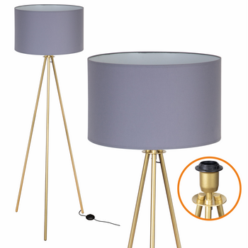 Lampa podłogowa Trigni złota mat z ciemnoszarym abażurem