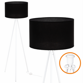 Lampa podłogowa Trigni biała z czarnym abażurem