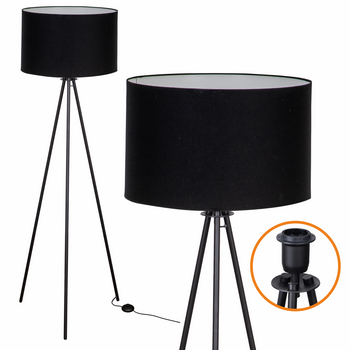 Lampa podłogowa Trigni czarna z czarnym abażurem