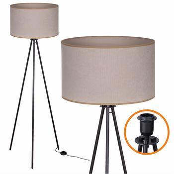 Lampa podłogowa Trigni czarna z jasno beżowym SOFT abażurem