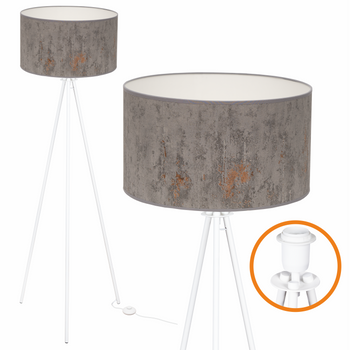 Lampa podłogowa Trigni biała z szarym CONCRET abażurem