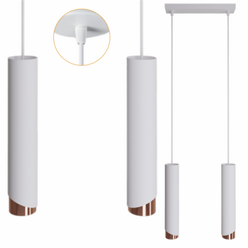 Lampy wiszące Bragi biało - miedziane