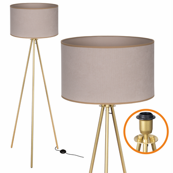Lampa podłogowa Trigni złota mat z jasno beżowym SOFT abażurem