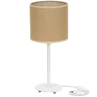 Lampka biurkowa Magni białą z jutowym naturalnym abażurem