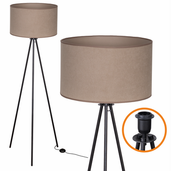 Lampa podłogowa Trigni czarna z beżowym SOFT abażurem